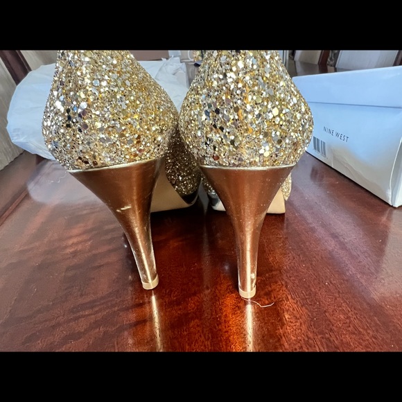 Nine West Shoes Nine West Gold Open Toe Pump Poshmark